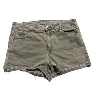 American Eagle Shorts Womens 18 Green Denim‎ Hi Rise Shortie Cutt Off Raw Hem